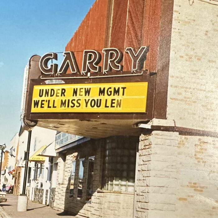 A colour photo of the entrance to the Garry Theatre