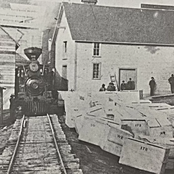 Captain William Robinson's Warehouse on the Docks at Selkirk, 1900, Archives of Manitoba Black and white picture of the Captain William Robinsons Warehouse