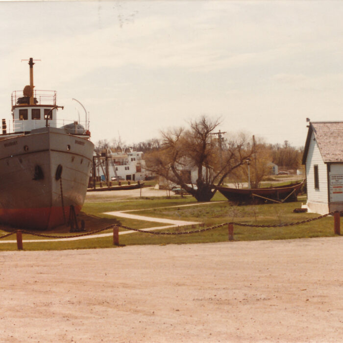 Colour photo of the entrance to the Marine Museum. On the left is the Bradbury and on the right is a small white building