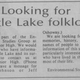 Junior High students looking for information of Little Lake.