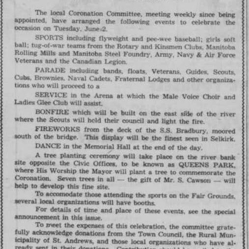 Official Coronation Programme, 1953, Selkirk Enterprise (2 of 2) Celebration for Queen Elizabeth II.