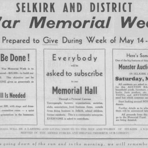 Newspaper advertisement about Memorial Week.
