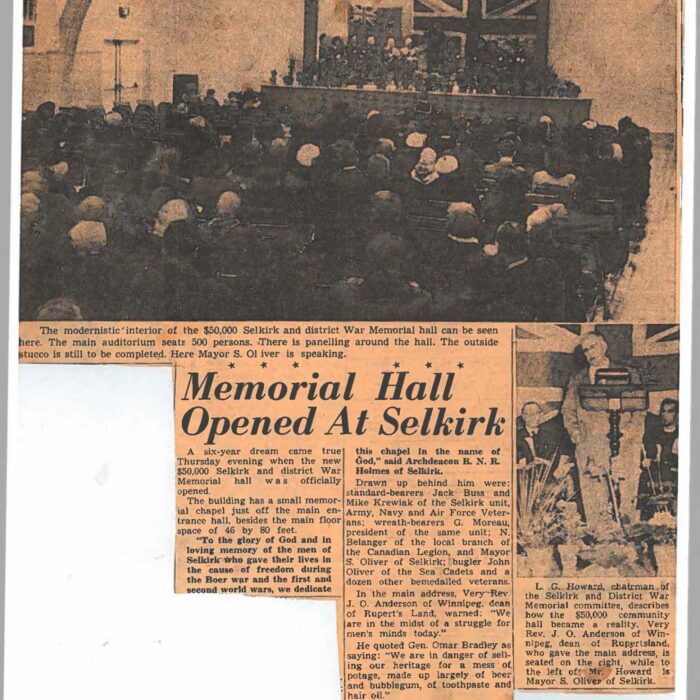 Article covering the opening of the memorial hall