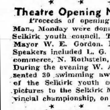 Black and white print explaining the proceeds of the theatre opening night
