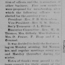 Selkirk Literary Association, 1902, Selkirk Record Article on Selkirk Literacy Association First Meeting