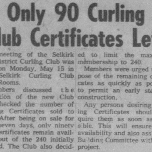 Only 90 Curling Club Certificates Left