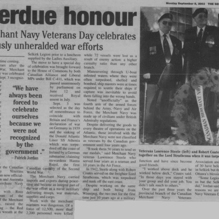 Overdue Honour Merchant Navy Veterans Day Celebrates Previously Unheralded War Efforts