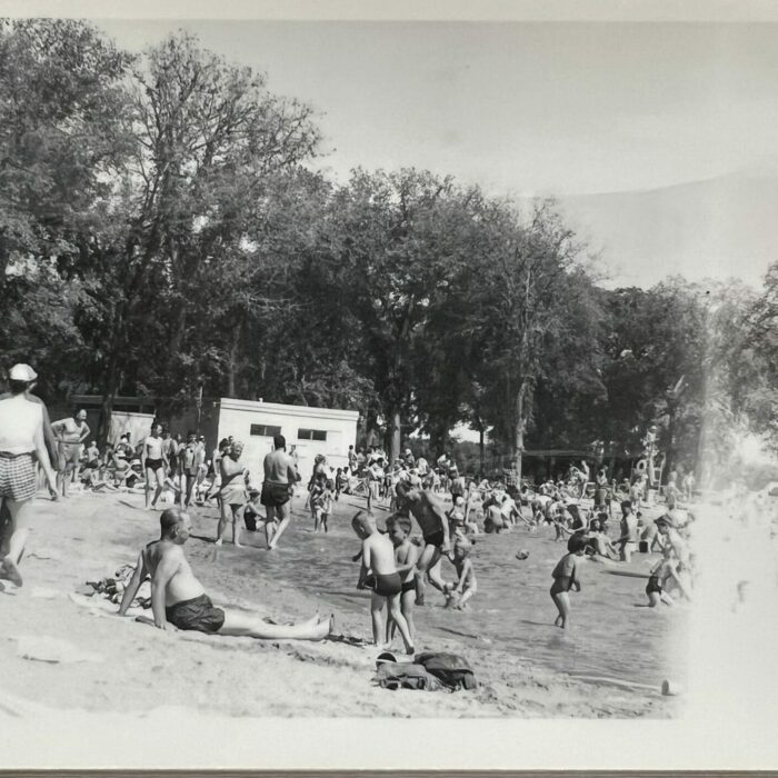 People at Rotary Lake, Date Unknown, Selkirk Museum Collection black and white photo of Rotary Lake crowded with people