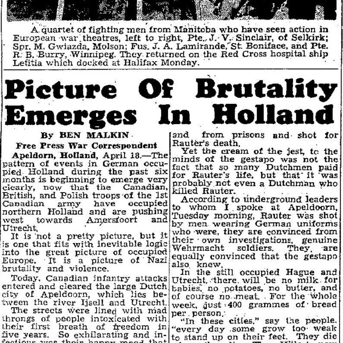 Picture of Brutality Emerges in Holland, 1945, Winnipeg Free Press Picture of Brutality Emerges in Holland