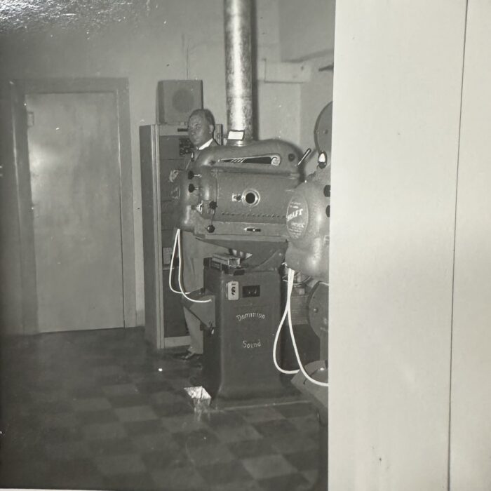 Backstage view of the projection room of the Garry Theatre