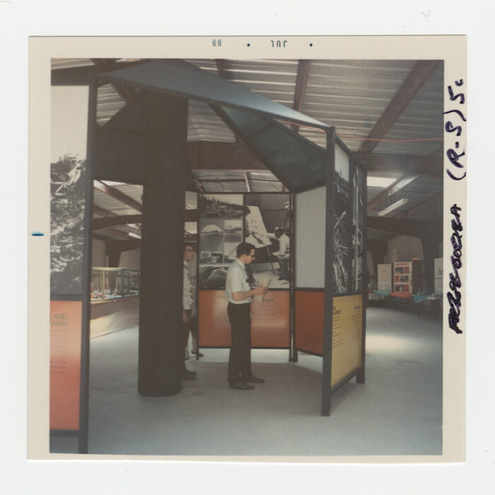 RECREATION - Selkirk - Selkirk Fair, FRED Display, Archives of Manitoba, 1969 Man standing in a display