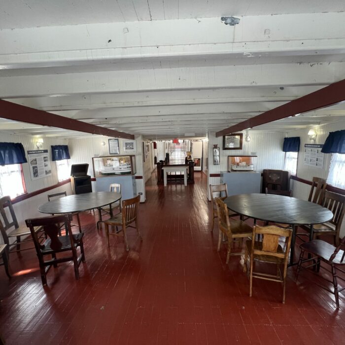 S. S. Keenora Dining room, 2026, Selkirk Museum Collection Colour photo of the S.S Keenora dining room