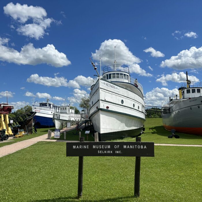 S. S. Keenora Front View, 2026, Selkirk Museum Collection Colour photo of the front of the Keenora. The other ships are visible on the left and right hand side of the Keenora