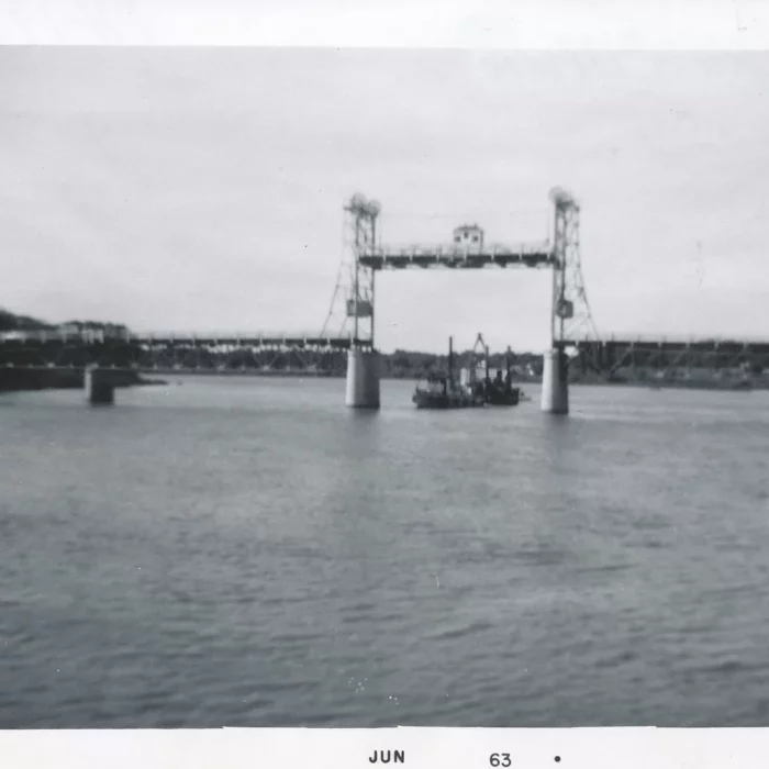 Selkirk Bridge, 1963, Fraser Stewart Black and white view of the Selkirk bridge in 1963