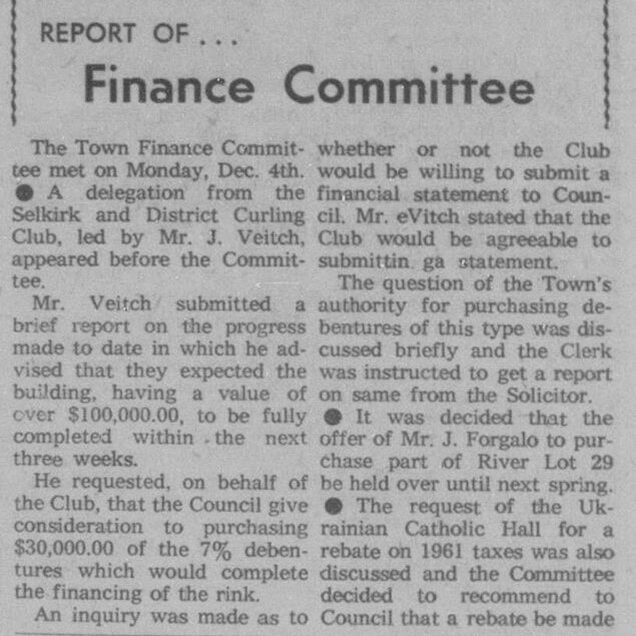 Selkirk Curling Club Progress Report on Building