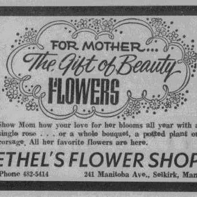 Newspaper ad for Ethel's flower shop