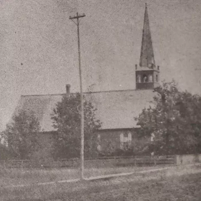 Grainy side view of the church on McLean avenue