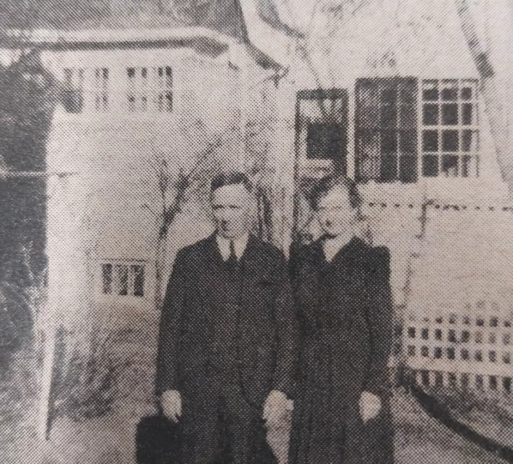 Robert Smith and His Wife Outside Their Home on Eveline Street, 1933, Selkirk Enterprise Centennial Edition,1982
