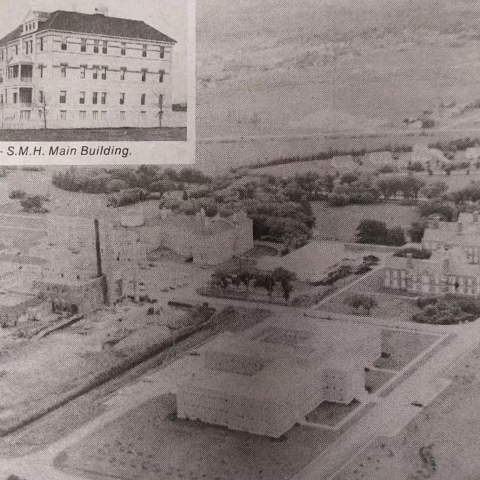 Aerial View of the Selkirk Mental Health Centre, Date Unknown, Selkirk Enterprise Centennial 1982 Aerial view of the Selkirk mental hospital