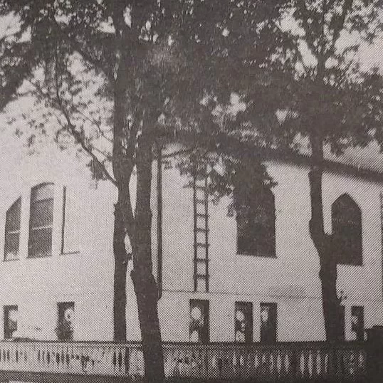 Black and white side view of the United Church