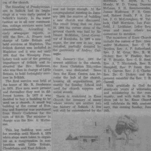 Newspaper Article on Knox Presbyterian Church