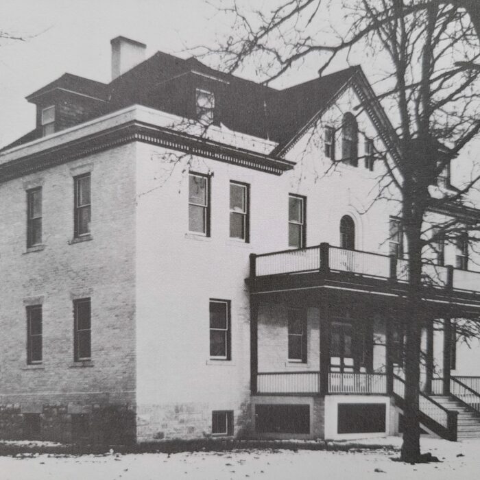 Selkirk General Hospital, c1910, Selkirk Museum Collection Three quarter view of a white multi-story building. Trees on the right hand side