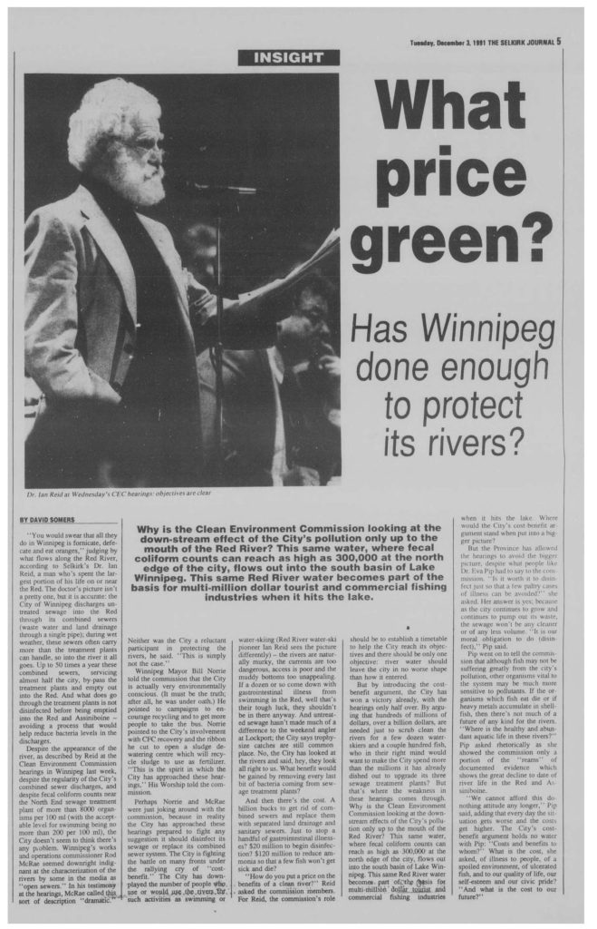 Page from a newspaper with a black and white image of a man with a beard with the headline reading "What Price Green?".