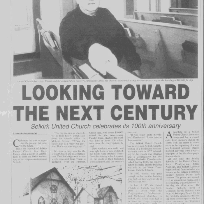Newspaper article titled looking toward the next century