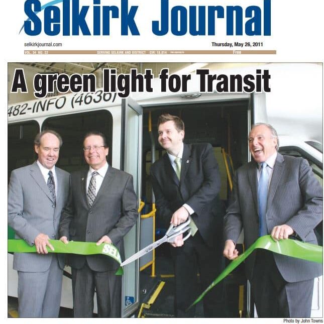 Newspaper article about Selkirk Transit officially opening.