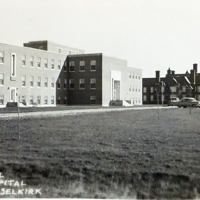 Selkirk Mental Hopsital, 1955, Archives of Manitoba George Harris Fonds Black and white picture of the mental hospital in 1955