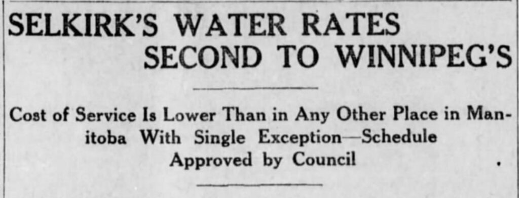 Selkirk Water Rates, November 2, 1910, Winnipeg Tribune