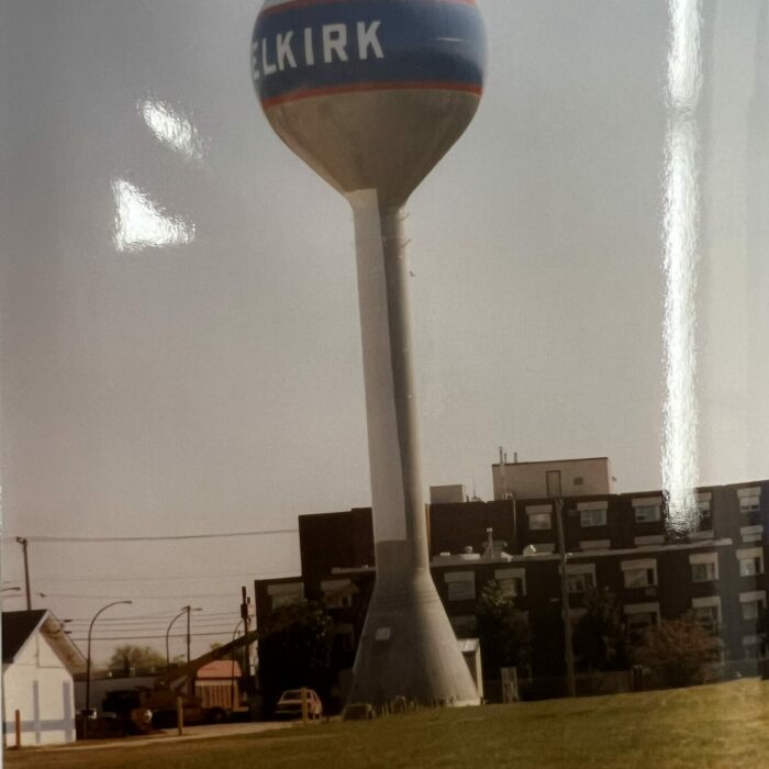 Selkirk Water Tower in the Process of Being Painted