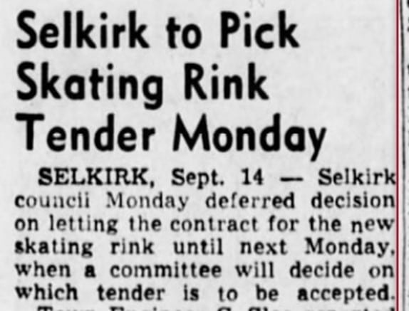Selkirk to pick Skating Rink Tender