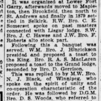 Newspaper article about a celebration for the Lodge.
