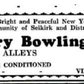 Best Wishes to the Jewish Community of Selkirk and District from Victory Bowling, 1943, The Jewish Post Newspaper ad Wishing for a Bright and Peaceful New Year to the Jewish Community of Selkirk and District from Victory Bowling Alleys
