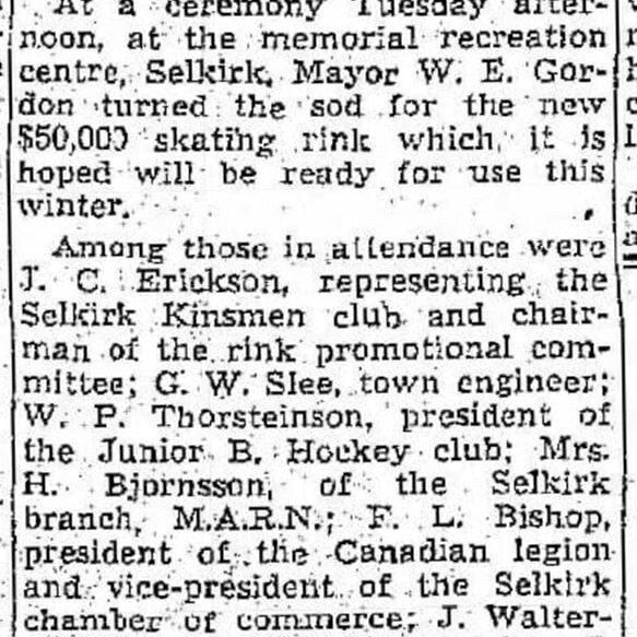Mayor Turns Sod For Selkirk Rink, 1948, Winnipeg Free Press Mayor turned Sod for Selkirk Rink