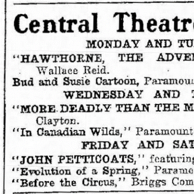 Black and white list of the movies being screened for the week