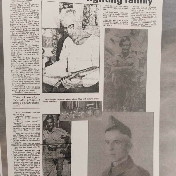 The Langlois A Fighting Family, 1986, The Selkirk Journal Full view of the newspaper article titled the Langois: a fighting family