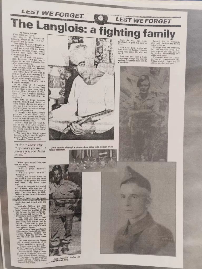 The Langlois A Fighting Family, 1986, The Selkirk Journal