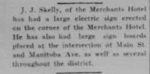 Newspaper clipping for the Merchant's hotel getting an Electrical sign
