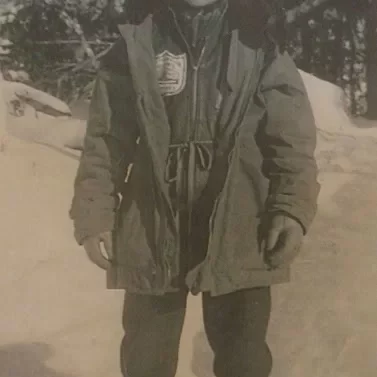 Uncle Edward (Ted) Working for Gunner Gold Mines Before Signing Up for WWII, Jock Langlois Black and white portrait of Ted