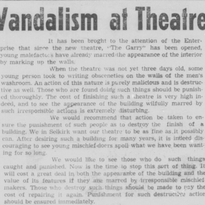 Vandalism at Theatre
