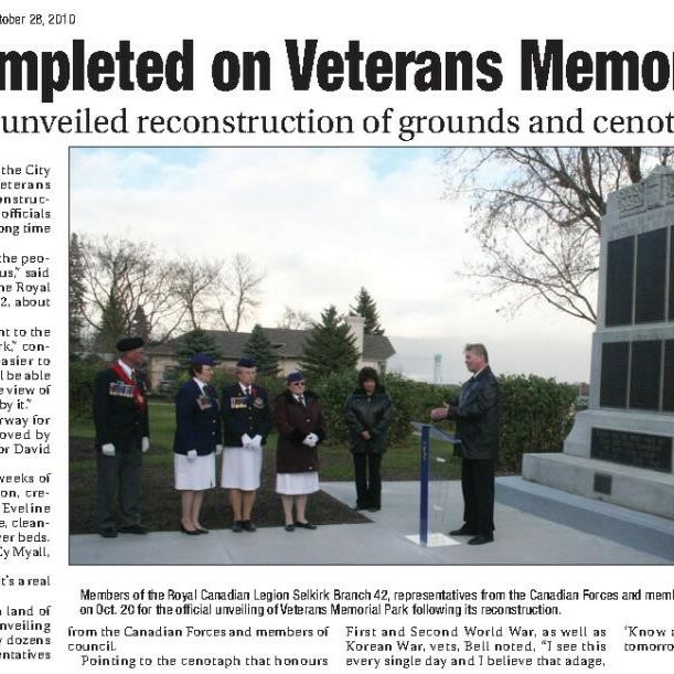Work Completed on Veterans Memorial Park
