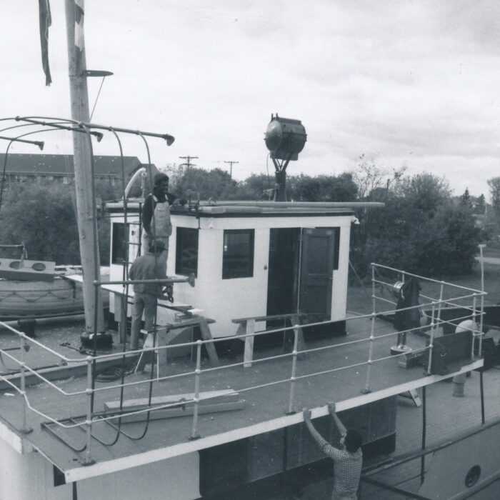 Close up of Bradbury Top Deck, Late 1950s, Source Unknown Close up black and white picture of the top deck of the Bradbury in the 1950s