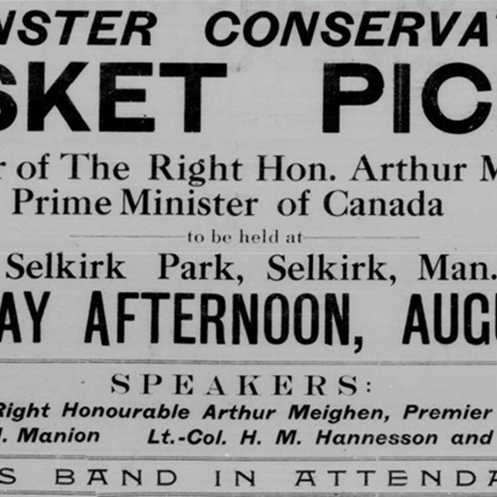 Monster Conservative Basket Picnic, 1926, Selkirk Record Advertisement for a basket picnic at Selkirk Park.