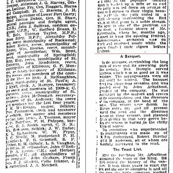 Newspaper clipping about the train from Selkirk to Winnipeg opening