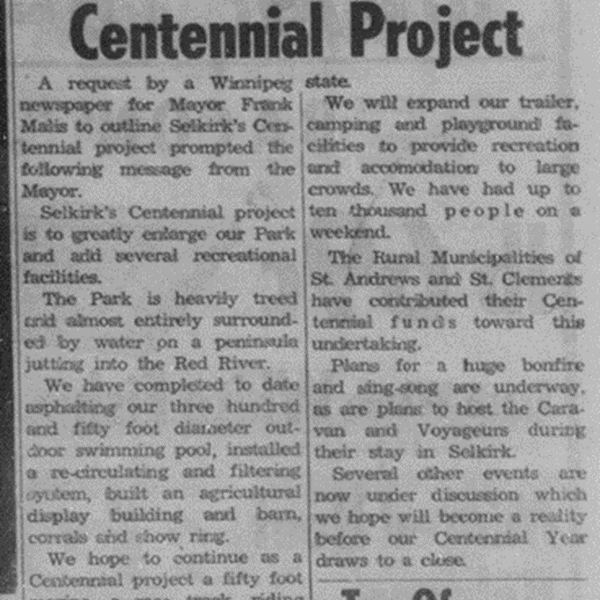 Mayor Outlines Selkirk Centennial Project, 1967, Selkirk Enterprise Mayor outlines Selkirk's Centennial Project.
