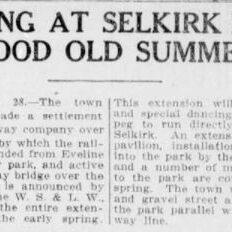 Preparing at Selkirk For Good Old Summer Time, 1911, Selkirk Enterprise Article about the Preparation of the summer events at Selkirk Park.