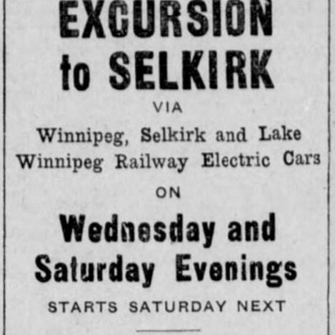 Moonlight Excursion to Selkirk, 1910, Winnipeg Tribune Advertisement for a moonlight excursion in Selkirk.