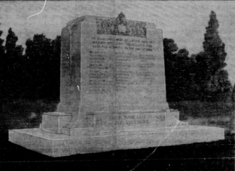 Black and white image of a war memorial